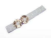 Kép 1/2 - Széles gumis öv - ezüst - lila