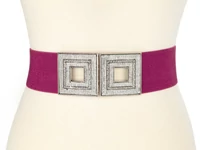 Kép 2/2 - Strasszos női gumis öv - bordó