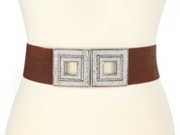 Kép 2/2 - Strasszos női gumis öv - csokibarna
