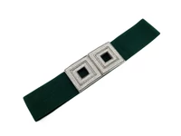 Kép 1/2 - Strasszos női gumis öv - sötétzöld