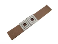 Kép 1/2 - Strasszos női gumis öv - cappuccino