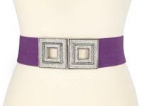Kép 2/2 - Strasszos női gumis öv - lila