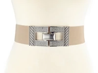 Kép 2/2 - Strasszos vastag öv - beige
