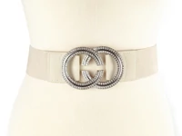 Kép 2/2 - Strasszos gumis öv - ekrü