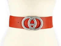 Kép 2/2 - Strasszos gumis öv - téglapiros