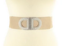 Kép 2/2 - Strasszos gumis öv - bézs