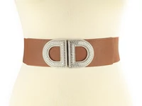 Kép 2/2 - Strasszos gumis öv - kávébarna