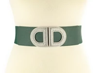Kép 2/2 - Strasszos gumis öv - bársonyzöld