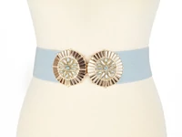 Kép 2/2 - Strasszos gumírozott öv - világoskék