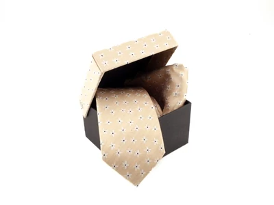 Apró mintás nyakkendő szett - bézs