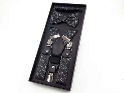 Nadrágtartó csokornyakkendővel - fekete