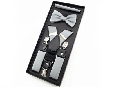 Hózentróger csokornyakkendő szett - hamvasszürke