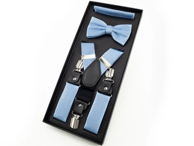 Hózentróger csokornyakkendő szett - jégkék