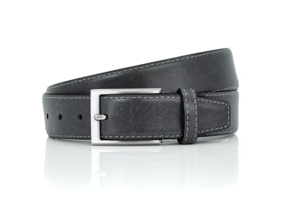 Márkás férfi bőr nadrágszíj - grafitszürke