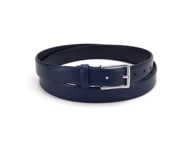 Elegáns férfi bőr nadrágszíj dísztűzött - sötétkék | 319