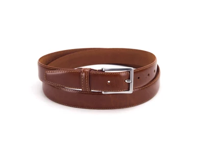 Elegáns férfi bőr nadrágszíj dísztűzött - konyakbarna | 319