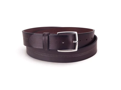 Márkás marhabőr öv dísztűzéssel - sötétbarna | 379