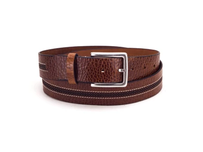 Mintás TOP marhabőr öv - konyakbarna | 411