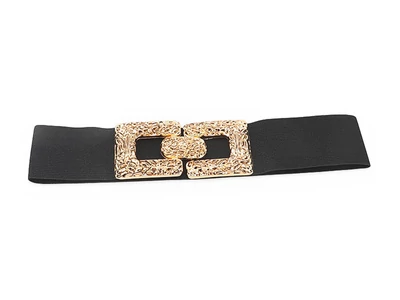 Divatos női öv arany csattal - fekete