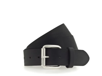 Mustang bőr öv pergős csattal - fekete