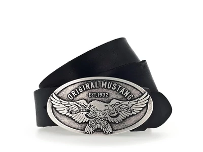 Mustang bőr öv - fekete