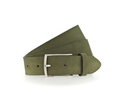 Mustang hasított bőr öv - olivazöld