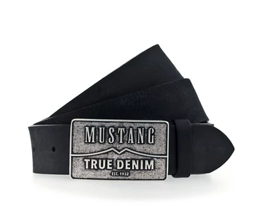Mustang barkás bőr öv - fekete