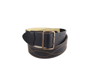 5cm széles bőr öv - fekete antantszíj XXL 160cm-ig | A01