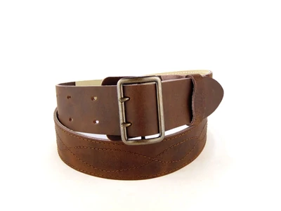 5cm széles bőr öv - barna antantszíj XXL 160cm-ig | A01
