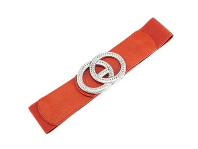 Strasszos gumis öv - téglapiros